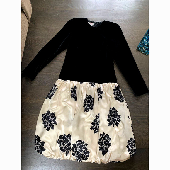 VTG 80s~MAGGY LONDON BY JEANNENE BOOHER VELVET&‎ SILK DRESS~4 - Picture 1 of 5